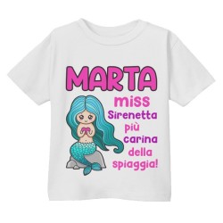 T-shirt Maglietta bimba Miss Sirenetta più carina della spiaggia! Personalizzata con il nome!