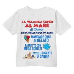 T-shirt Maglietta bimbo e bimba Vacanza al Mare, lista delle cose da fare! Personalizzata con il nome!