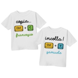 Coppia di t-shirt fratelli gemelli Copia + Incolla, divertenti! Personalizzati con i nomi dei bimbi!