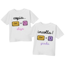 Coppia di t-shirt sorelle gemelle Copia + Incolla, divertenti! Personalizzati con i nomi delle bimbe!