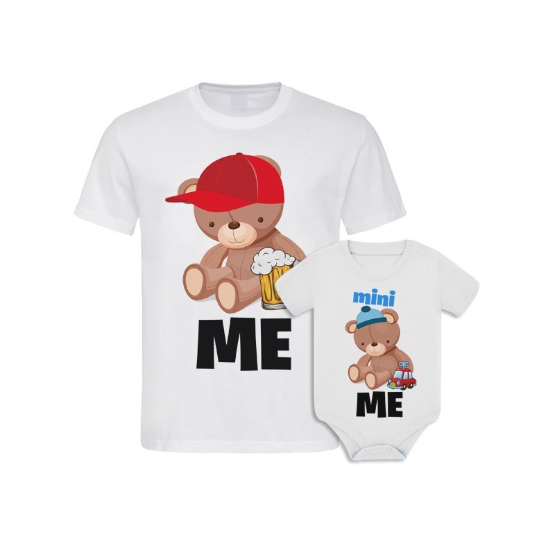 Kit di coppia: t-shirt uomo + body bimbo Me e Mini Me, orsetti, padre e figlio!