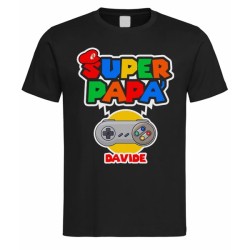 T-shirt Maglietta uomo Super Papà videogames lover! Personalizzata con il nome!