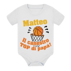Kit di coppia: t-shirt uomo + body bimbo Canestro Basket Top! Personalizzato con i nomi!