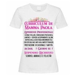T-shirt Maglietta donna Curriculum della Mamma, personalizzata con il tuo nome!