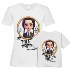 Kit di coppia: t-shirt mamma + t-shirt bimba Tale Mamma Tale Figlia serie tv horror divertente, personalizzato con i nomi!