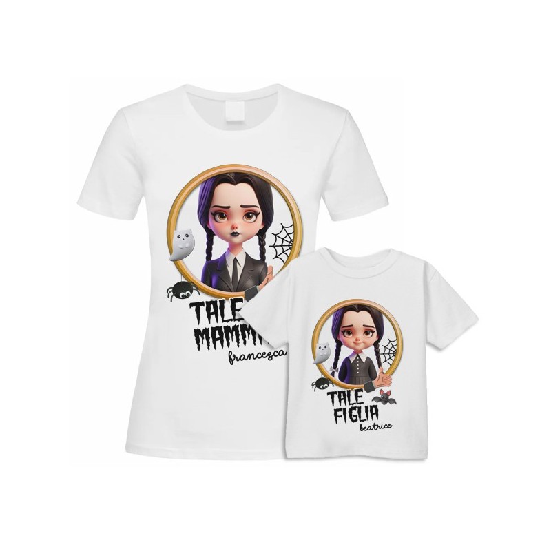 Kit di coppia: t-shirt mamma + t-shirt bimba Tale Mamma Tale Figlia serie tv horror divertente, personalizzato con i nomi!