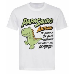 T-shirt Maglietta uomo Papasauro, papà normale ma più roarrr! Personalizzata con il tuo nome!