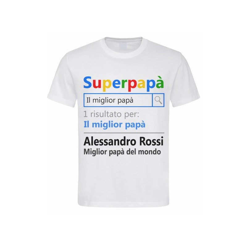T-shirt Maglietta uomo Super Papà, Migliore al Mondo! Personalizzata con il nome!
