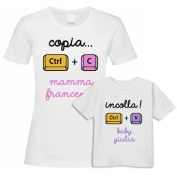 Kit di coppia: t-shirt mamma + t-shirt bimba Copia e Incolla, personalizzato con i nomi di madre e figlia!