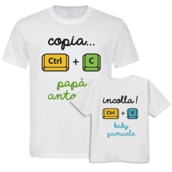 Kit di coppia: t-shirt papà + t-shirt bimbo Copia e Incolla, personalizzato con i nomi di padre e figlio!